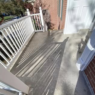 Freshly cleaned concrete driveway