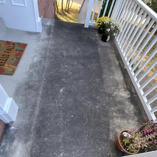 A cleaned stone patio