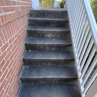 Exterior steps being cleaned